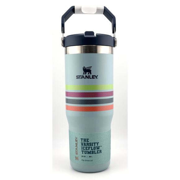 Stanley Ice Flow Flip Straw Tumbler 30 oz, SEAFOAM STRIPE - Picture 1 of 5